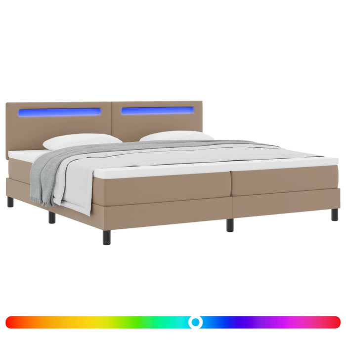 Pat cu arcuri cu led Cappuccino 200 x 200 cm Piele artificială - WALTI WALTI