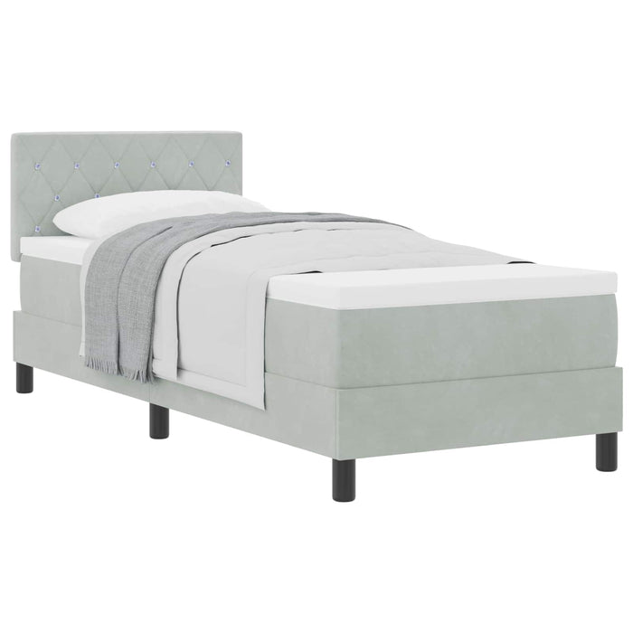 Pat cu arcuri cu saltea Gri deschis 80 x 200 cm Catifea - WALTI WALTI