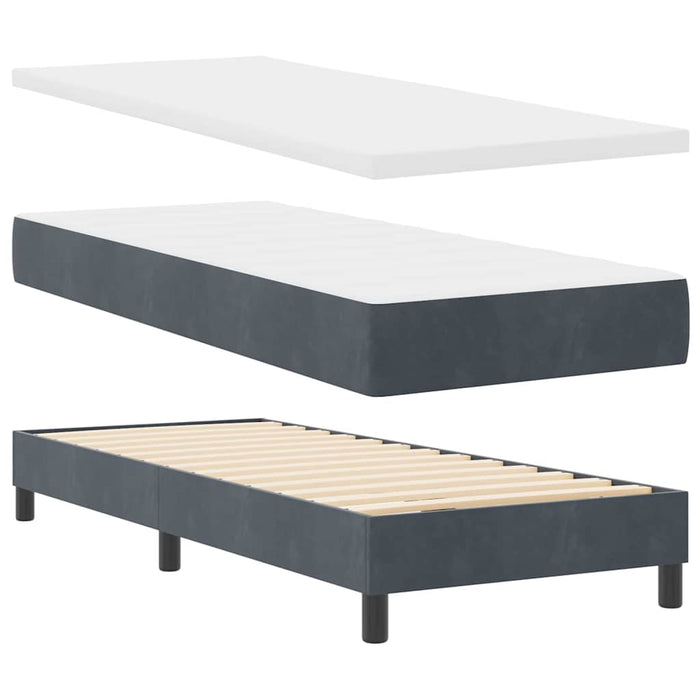 Pat cu Arcuri și Saltea Gri închis 80 x 200 cm țesătură - WALTI WALTI