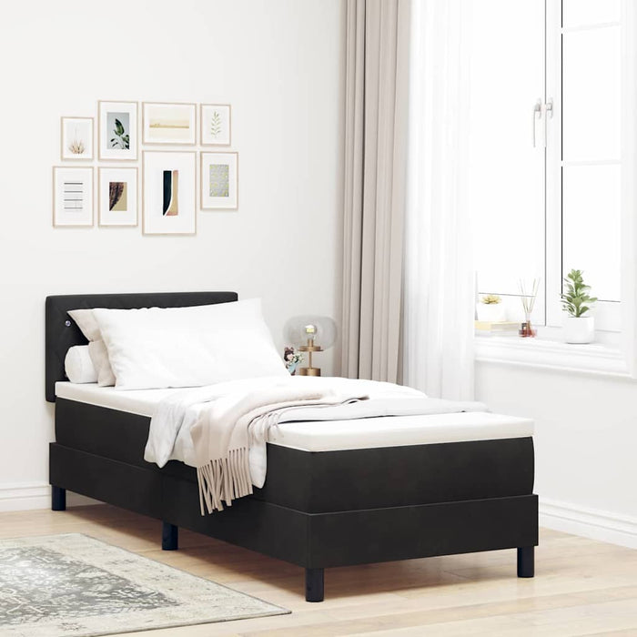 Pat cu Arcuri și Saltea cu saltea Negru 80 x 200 cm țesătură - WALTI WALTI