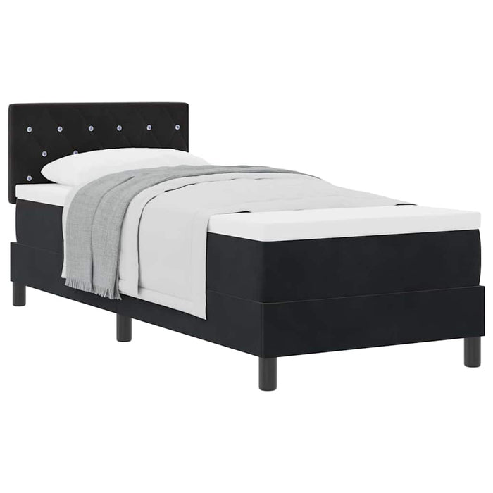 Pat cu Arcuri și Saltea cu saltea Negru 80 x 200 cm țesătură - WALTI WALTI