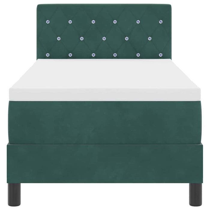 Pat cu Arcuri și Saltea Verde închis 80 x 200 cm țesătură - WALTI WALTI