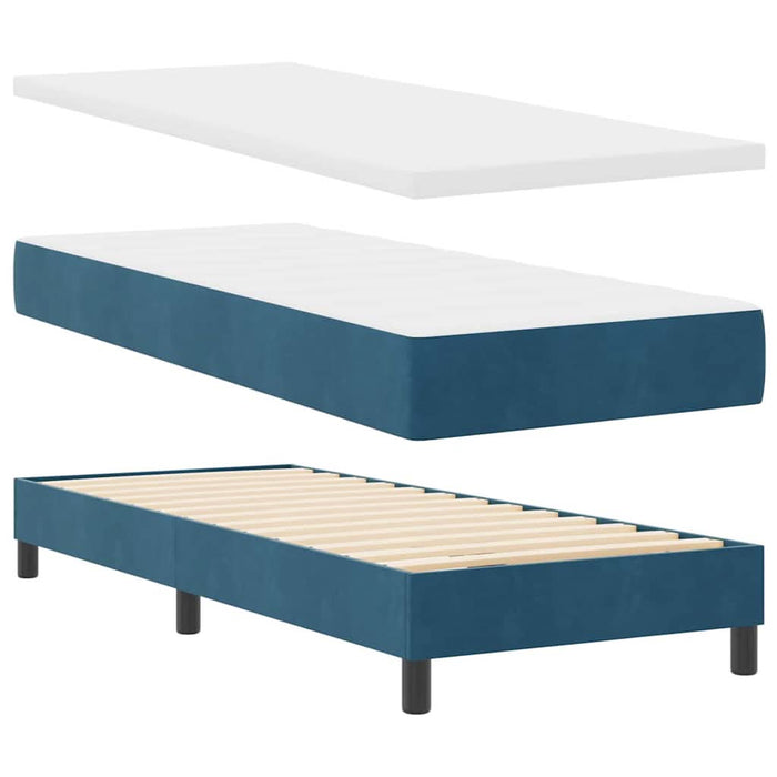 Pat cu arcuri cu saltea Albastru închis 80 x 200 cm Catifea - WALTI WALTI