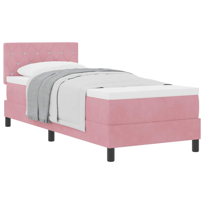 Pat cu arcuri cu saltea cu headboard Roz 80 x 200 cm Catifea - WALTI WALTI