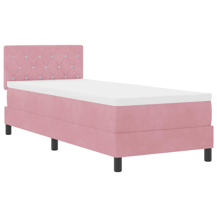 Pat cu arcuri cu saltea cu headboard Roz 80 x 200 cm Catifea - WALTI WALTI