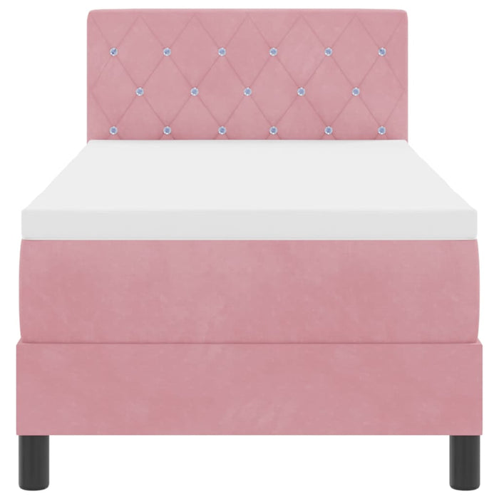 Pat cu arcuri cu saltea cu headboard Roz 80 x 200 cm Catifea - WALTI WALTI
