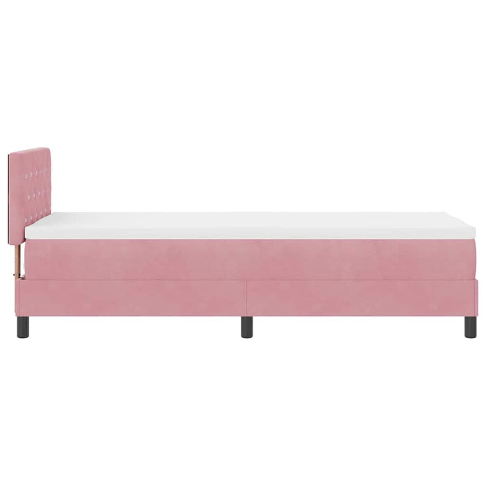 Pat cu arcuri cu saltea cu headboard Roz 80 x 200 cm Catifea - WALTI WALTI
