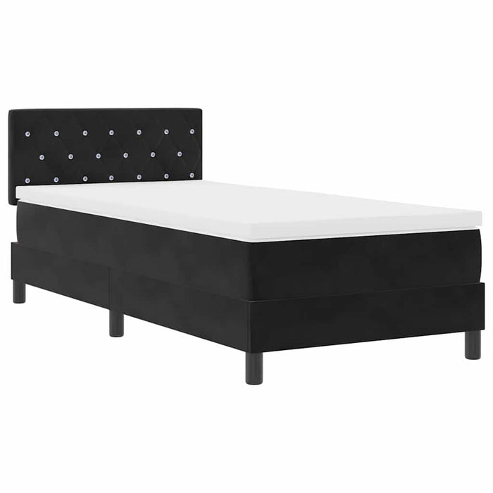 Pat cu Arcuri și Saltea cu saltea Negru 90 x 190 cm țesătură - WALTI WALTI