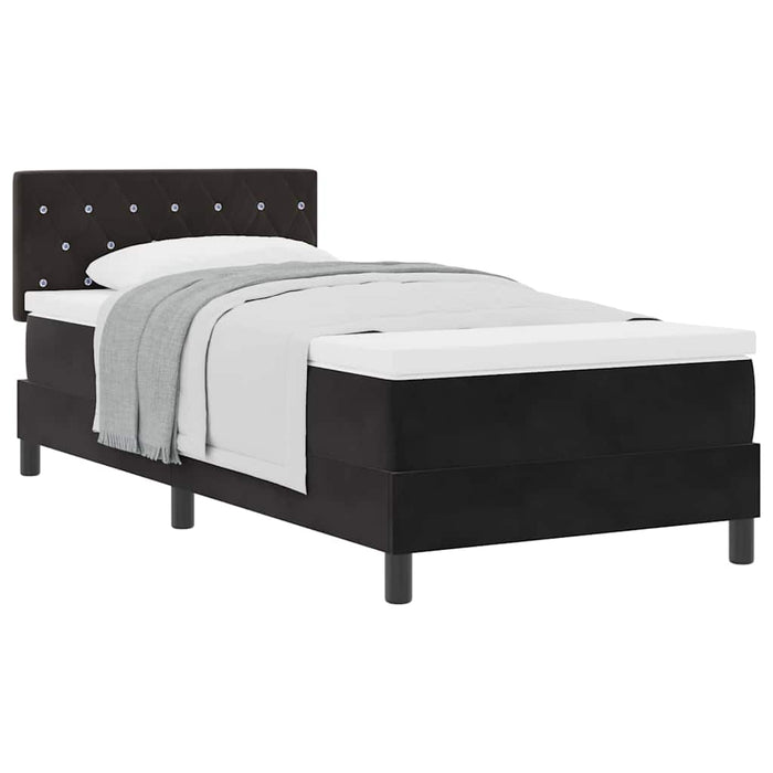 Pat cu Arcuri și Saltea cu saltea Negru 90 x 190 cm țesătură - WALTI WALTI