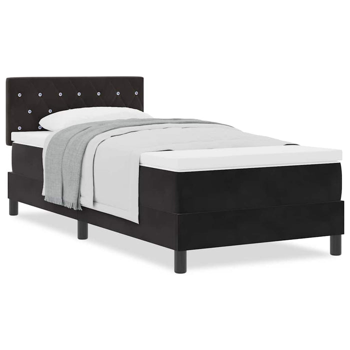 Pat cu Arcuri și Saltea cu saltea Negru 90 x 190 cm țesătură - WALTI WALTI
