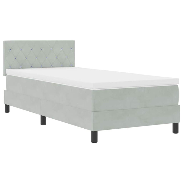 Pat cu Arcuri și Saltea Gri deschis 90 x 200 cm țesătură - WALTI WALTI