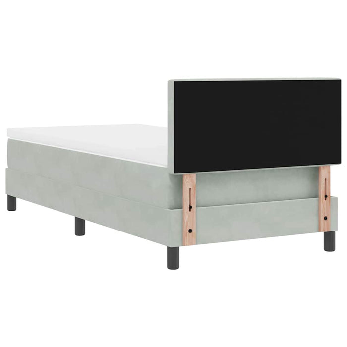 Pat cu Arcuri și Saltea Gri deschis 90 x 200 cm țesătură - WALTI WALTI