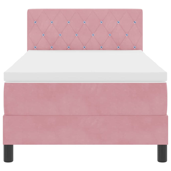 Pat cu arcuri cu saltea cu headboard Roz 90 x 200 cm Catifea WALTI