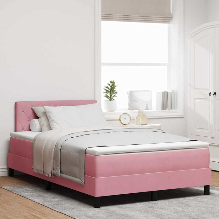 Pat cu arcuri cu saltea cu headboard Roz 120 x 190 cm Catifea WALTI