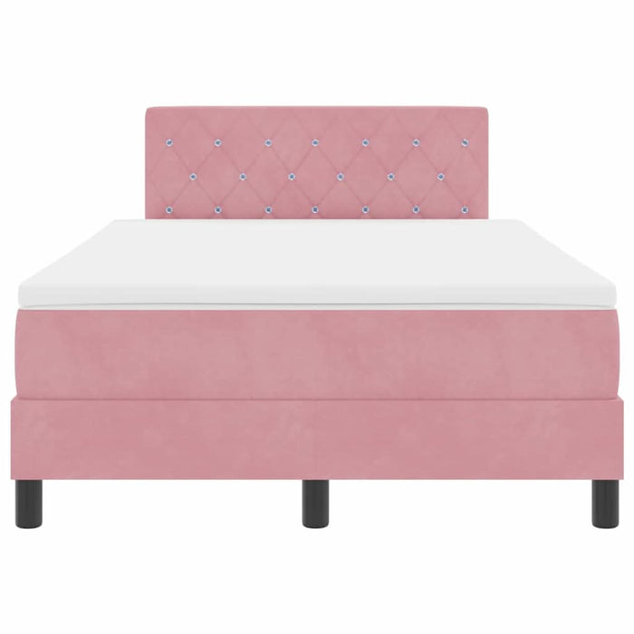 Pat cu arcuri cu saltea cu headboard Roz 120 x 190 cm Catifea WALTI
