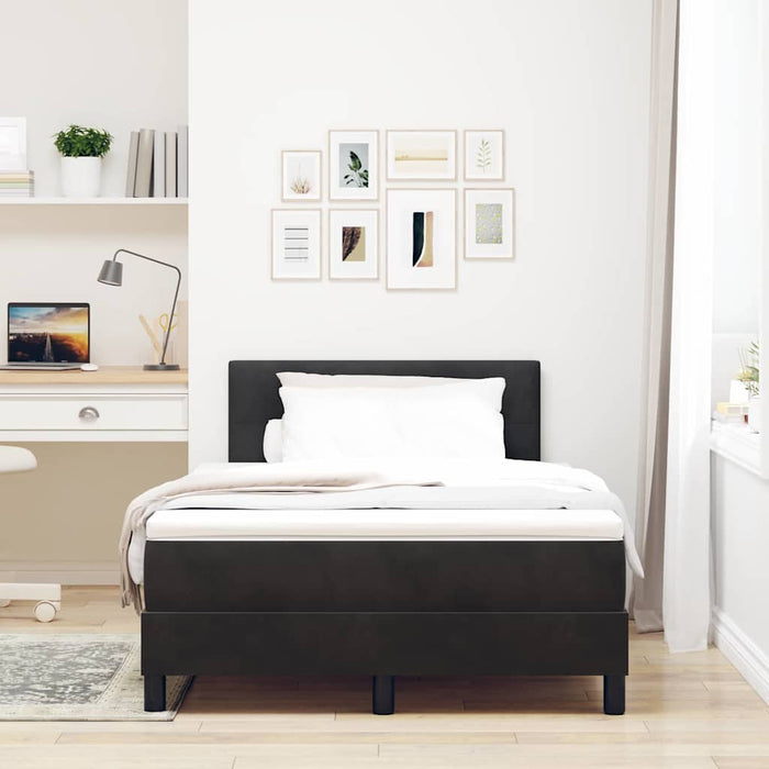 Pat cu arcuri cu saltea cu headboard Negru 120 x 200 cm Catifea - WALTI WALTI