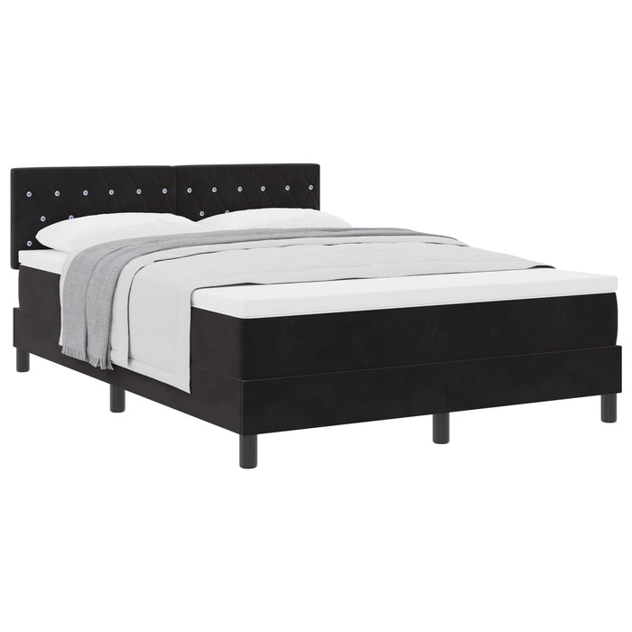 Pat cu arcuri cu saltea cu headboard Negru 140 x 200 cm Catifea WALTI