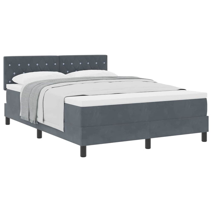 Pat cu Arcuri și Saltea Gri închis 160 x 200 cm țesătură - WALTI WALTI