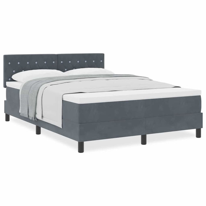 Pat cu Arcuri și Saltea Gri închis 160 x 200 cm țesătură - WALTI WALTI