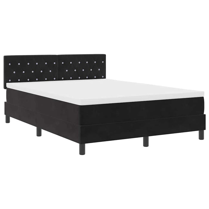 Pat cu arcuri cu saltea cu headboard Negru 160 x 200 cm Catifea WALTI