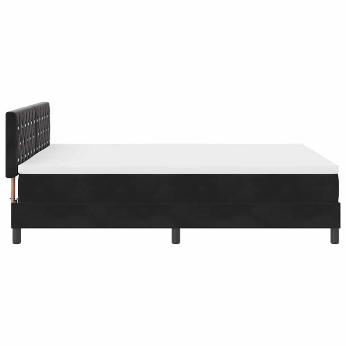 Pat cu arcuri cu saltea cu headboard Negru 160 x 200 cm Catifea WALTI