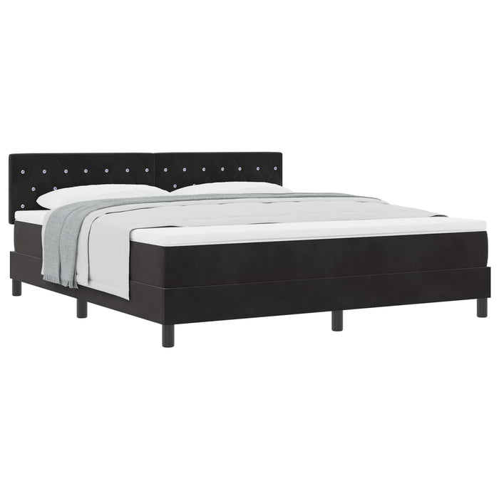 Pat cu arcuri cu saltea cu headboard Negru 180 x 200 cm Catifea WALTI