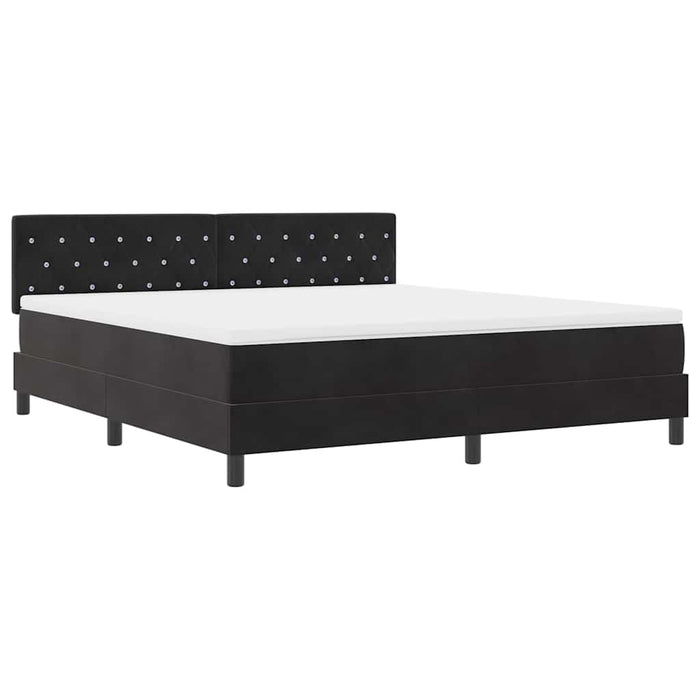 Pat cu arcuri cu saltea cu headboard Negru 180 x 200 cm Catifea WALTI