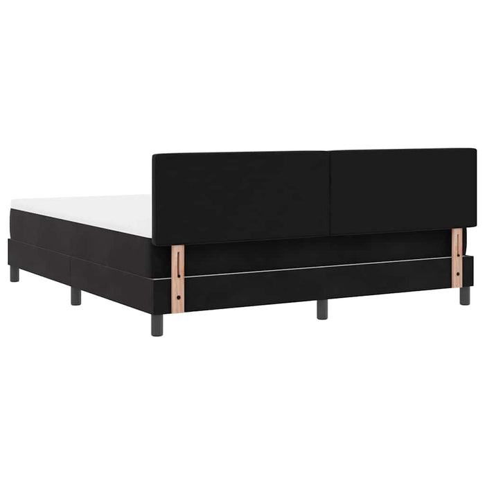 Pat cu arcuri cu saltea cu headboard Negru 180 x 200 cm Catifea WALTI
