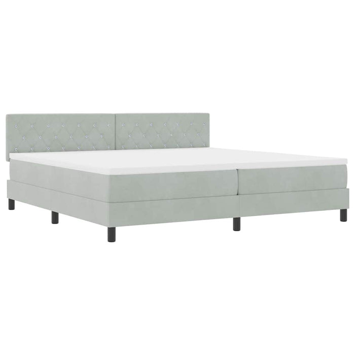 Pat cu Arcuri și Saltea Gri deschis 200 x 200 cm țesătură - WALTI WALTI