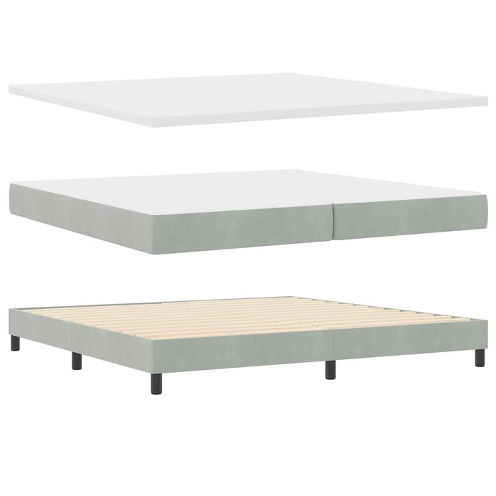 Pat cu Arcuri și Saltea Gri deschis 200 x 200 cm țesătură - WALTI WALTI