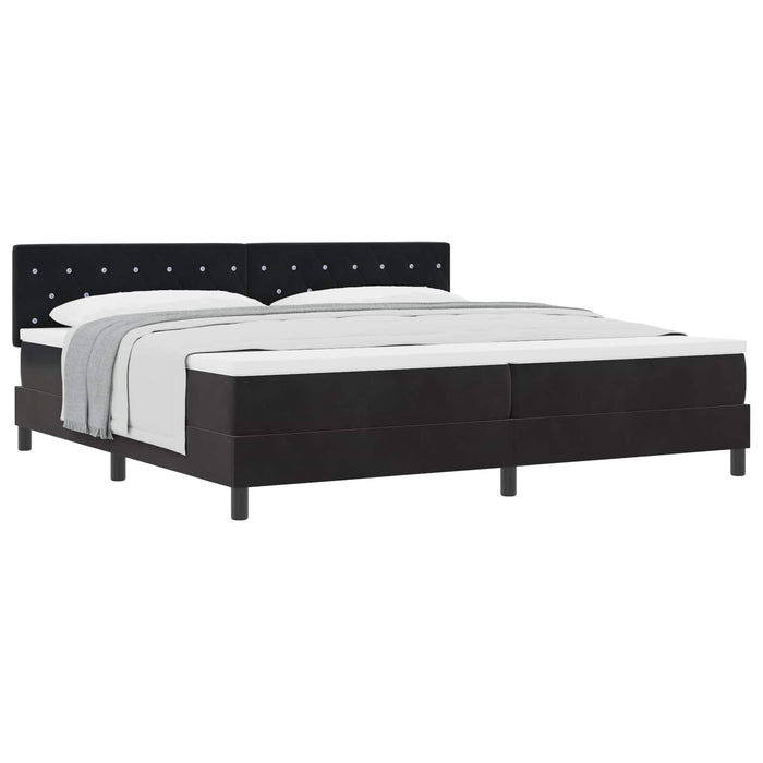 Pat cu arcuri cu saltea cu headboard Negru 200 x 200 cm Catifea WALTI