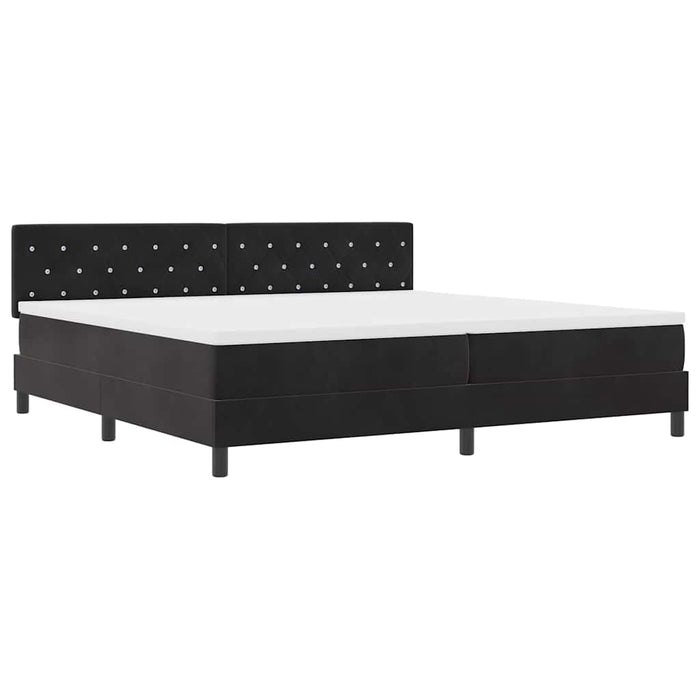 Pat cu arcuri cu saltea cu headboard Negru 200 x 200 cm Catifea WALTI
