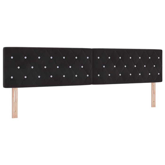 Pat cu arcuri cu saltea cu headboard Negru 200 x 200 cm Catifea WALTI