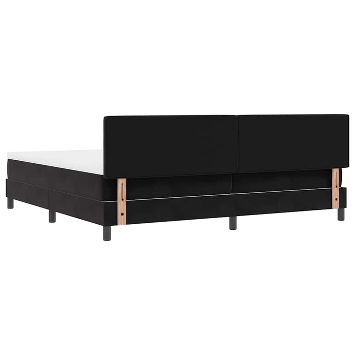 Pat cu arcuri cu saltea cu headboard Negru 200 x 200 cm Catifea WALTI