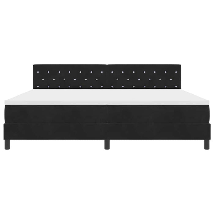 Pat cu arcuri cu saltea cu headboard Negru 200 x 200 cm Catifea WALTI