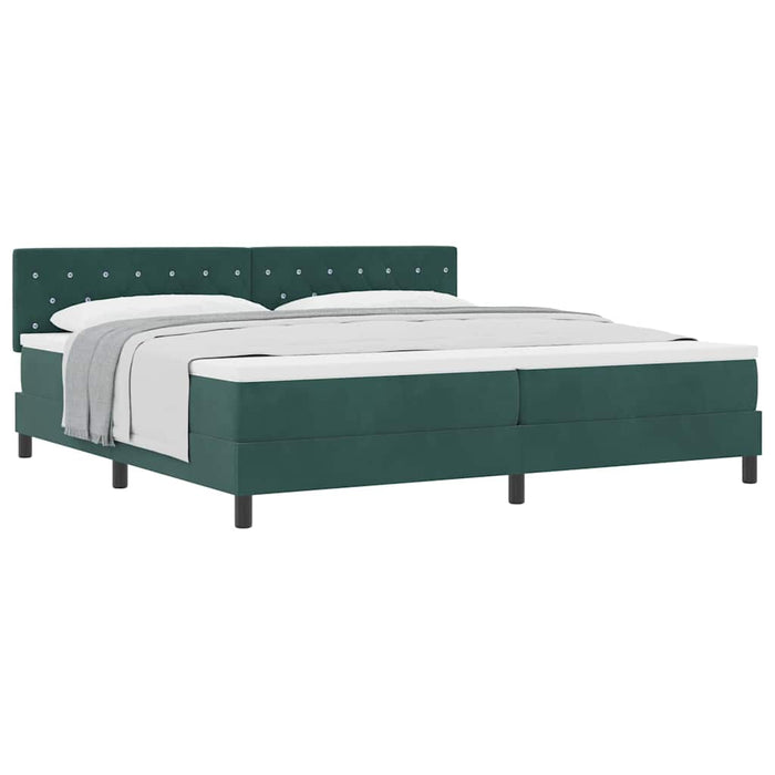 Pat cu Arcuri și Saltea Verde închis 200 x 200 cm țesătură - WALTI WALTI