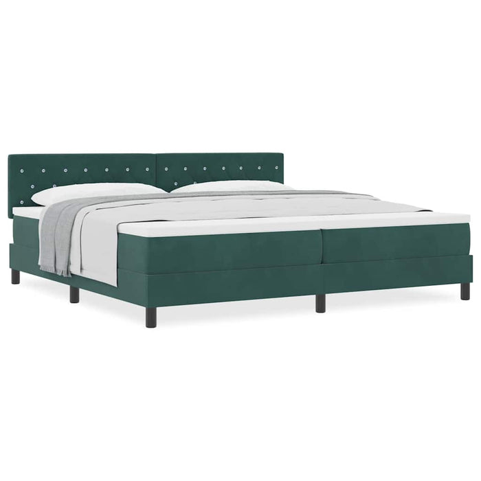 Pat cu Arcuri și Saltea Verde închis 200 x 200 cm țesătură - WALTI WALTI