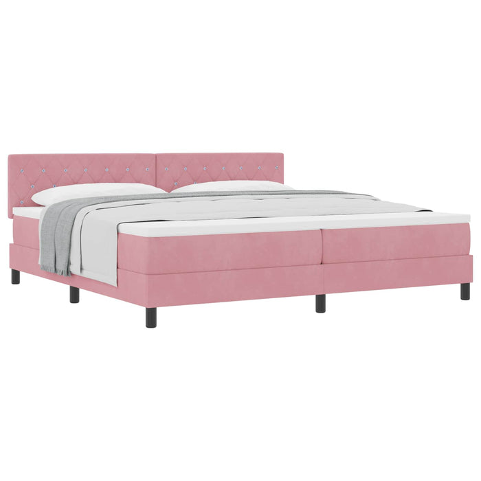 Pat cu arcuri cu saltea cu headboard Roz 200 x 200 cm Catifea - WALTI WALTI