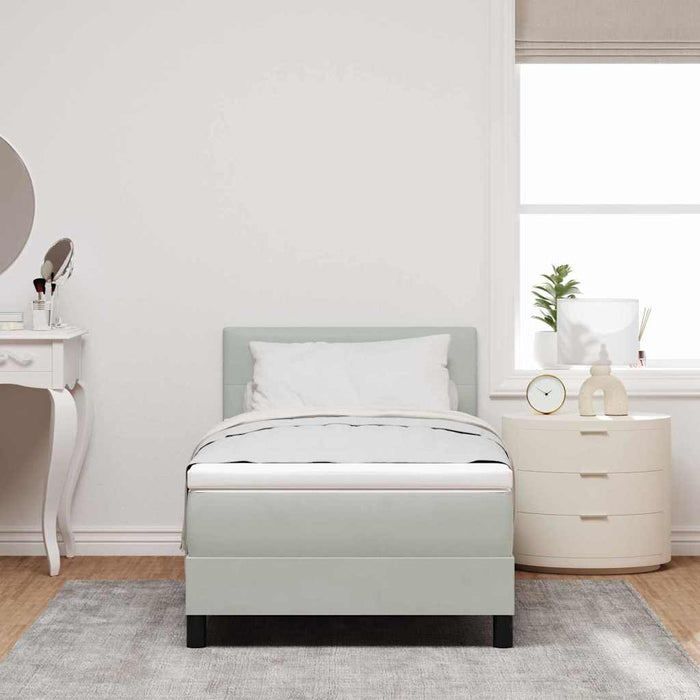 Pat cu arcuri cu headboard Gri deschis 80 x 200 cm Catifea WALTI