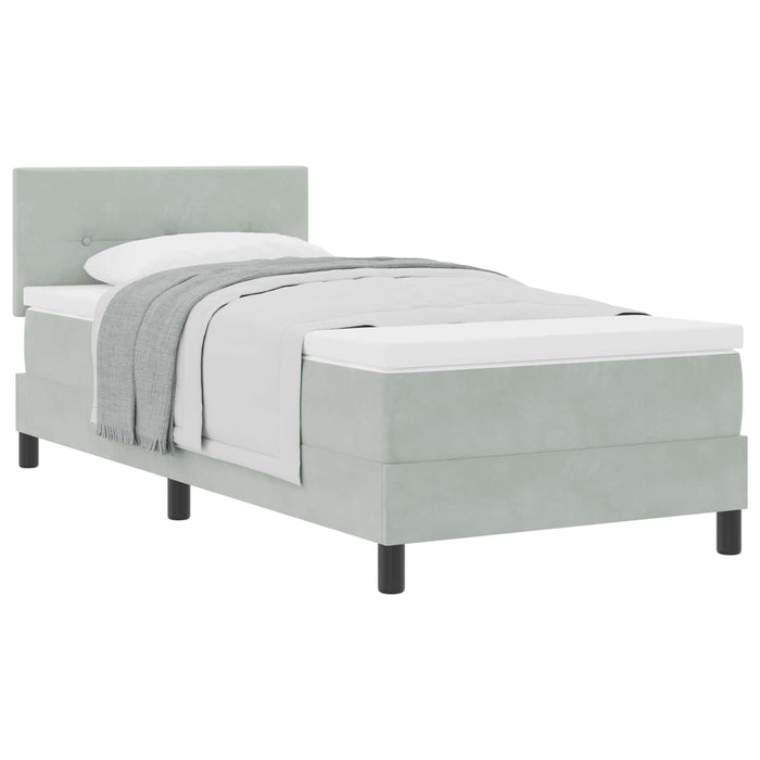 Pat cu arcuri cu headboard Gri deschis 80 x 200 cm Catifea WALTI
