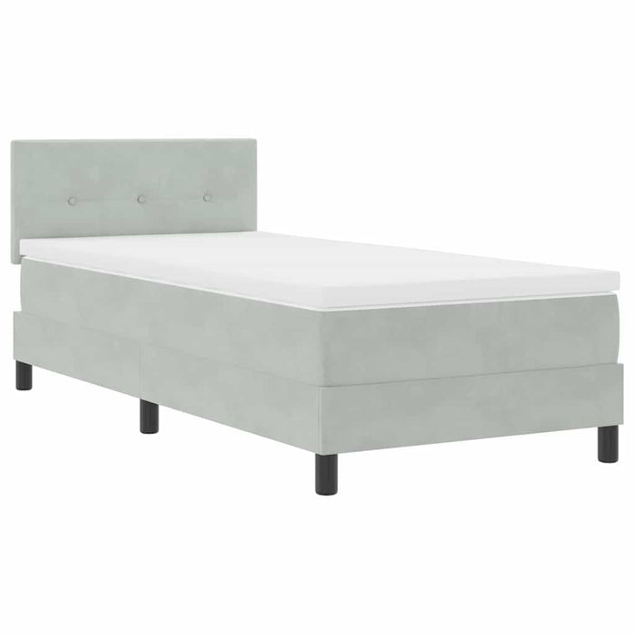 Pat cu arcuri cu headboard Gri deschis 80 x 200 cm Catifea WALTI