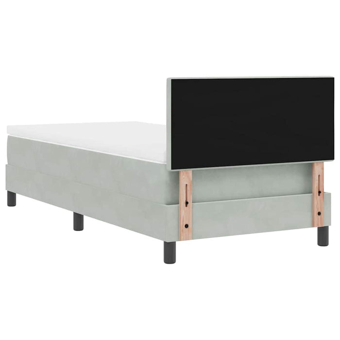 Pat cu arcuri cu headboard Gri deschis 80 x 200 cm Catifea WALTI