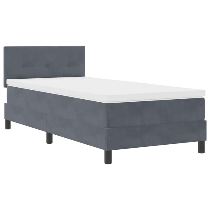 Pat cu Arcuri și Saltea Gri închis 90 x 190 cm țesătură - WALTI WALTI