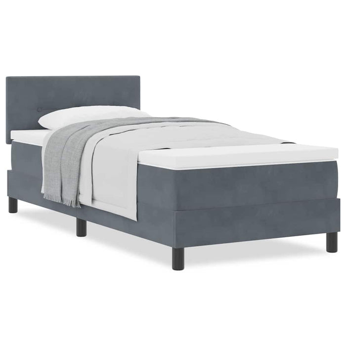 Pat cu Arcuri și Saltea Gri închis 90 x 190 cm țesătură - WALTI WALTI