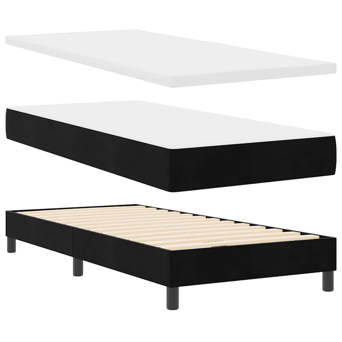 Pat cu Arcuri și Saltea cu saltea Negru 90 x 190 cm țesătură - WALTI WALTI