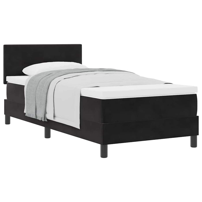 Pat cu Arcuri și Saltea cu saltea Negru 90 x 190 cm țesătură - WALTI WALTI