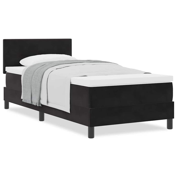 Pat cu Arcuri și Saltea cu saltea Negru 90 x 190 cm țesătură - WALTI WALTI