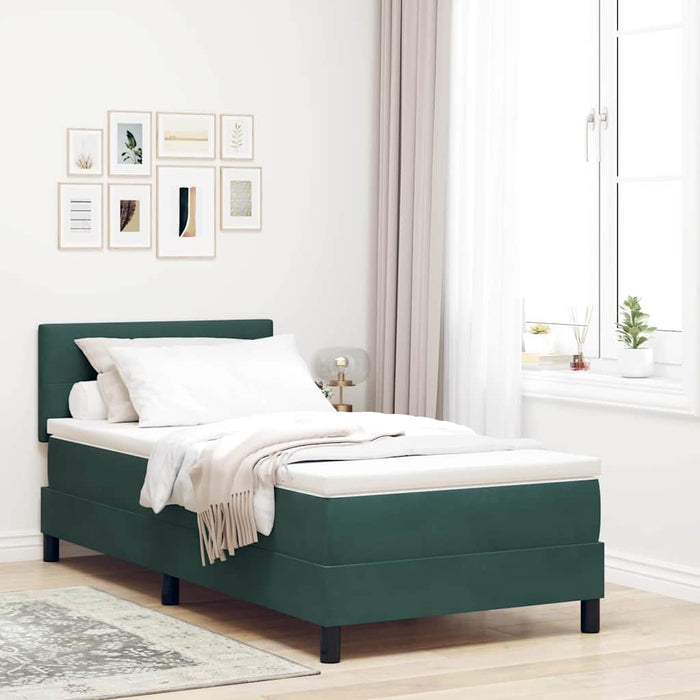 Pat cu arcuri cu headboard Verde închis 100 x 200 cm Catifea WALTI