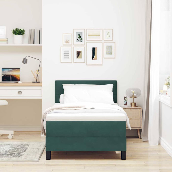 Pat cu arcuri cu headboard Verde închis 100 x 200 cm Catifea WALTI