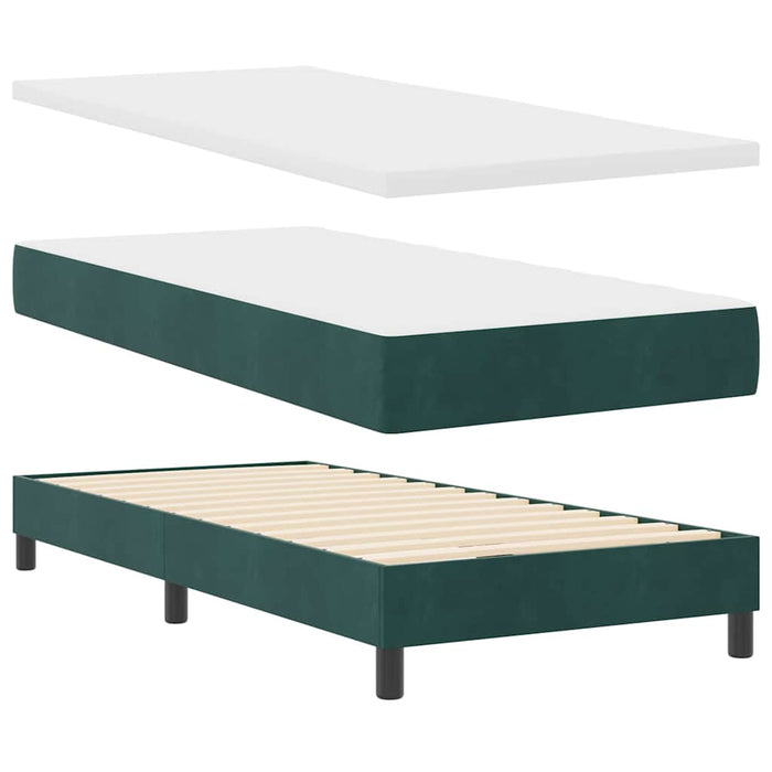 Pat cu arcuri cu headboard Verde închis 100 x 200 cm Catifea WALTI